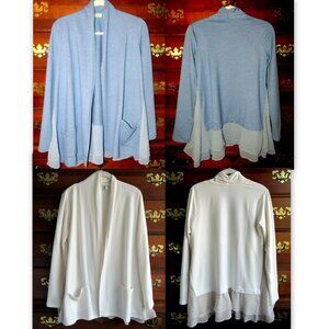 Lot 2 LOGO Lounge Lori Goldstein Swiss Dot Chiffon Trim Open Cardigans XXS